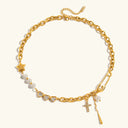Hattie Gold Pearl Charm Necklace in 18k gold plated stainless steel