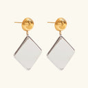 Jolene Two-Tone Statement Drop Earrings in gold and silver tone stainless steel