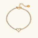 Perrin Heart Tennis Bracelet in 18k gold plated stainless steel