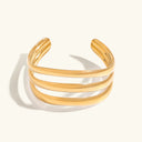 Nalani Triple Layer Gold Bangle in 18k gold plated stainless steel