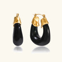 Marlowe Chunky Enamel Gold Hoop Earrings, view 9