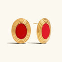 Kalina Gold Enamel Statement Earrings, view 9