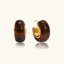 Aria Chunky Enamel Gold Hoop Earrings, view 8