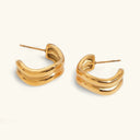 Viola Double Curve Gold Hoop Earrings in 18k gold plated stainless steel