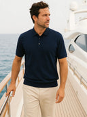 Dexter Men's Navy Emblem Polo Shirt, view 2