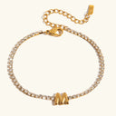 Bubble Letter Gold Tennis Bracelet, view 16