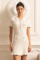 Short Sleeve Hourglass Diamond Dress - White