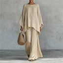 Signe two-piece set with long sleeve top and loose pants, view 3