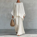 Signe two-piece set with long sleeve top and loose pants, view 2