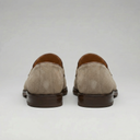 Ambrose beige suede penny loafers for men with leather trim, view 3