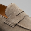 Ambrose beige suede penny loafers for men with leather trim, view 4