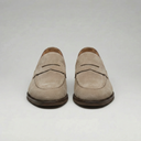 Ambrose beige suede penny loafers for men with leather trim, view 5