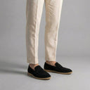 Emerson suede moccasin loafers for men in beige or black, view 6