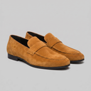 Elias moccasin penny loafers for men in faux suede, view 10