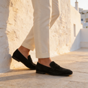 Elias moccasin penny loafers for men in faux suede, view 17
