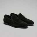 Elias moccasin penny loafers for men in faux suede, view 18