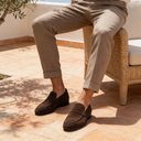 Elias moccasin penny loafers for men in faux suede, view 25