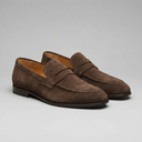 Elias moccasin penny loafers for men in faux suede, view 2