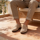 Elias moccasin penny loafers for men in faux suede, view 33