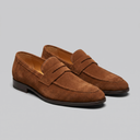 Elias moccasin penny loafers for men in faux suede, view 42