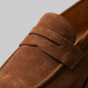 Elias moccasin penny loafers for men in faux suede, view 47