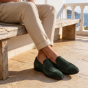 Elias moccasin penny loafers for men in faux suede, view 49