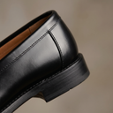 Benedict black penny loafers for men with polished finish, view 5
