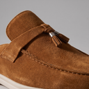 Dalton suede buckle loafer mules for men with open back, view 18