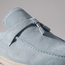 Dalton suede buckle loafer mules for men with open back, view 8