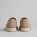 Colby beige buckle loafers for men with apron toe stitching, view 3