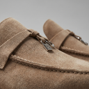 Colby beige buckle loafers for men with apron toe stitching, view 4