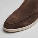Cormac backless suede loafer mules for men with white sole, view 14