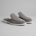 Cormac backless suede loafer mules for men with white sole