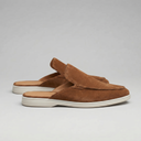 Cormac backless suede loafer mules for men with white sole, view 32