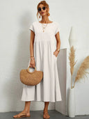 Nerys Breathable White Midi Dress