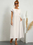 Nerys Breathable White Midi Dress