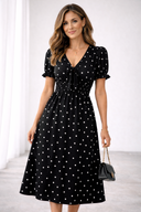 Loveday Polka Dot Ruffle Midi Dress