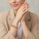 Lyra Curb Chain Gold Bangle, view 6