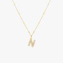 Mina Mother of Pearl Initial Necklace, view 23