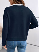 Van Elst Mode® | Chique Gebreide Trui met Elegante Kantkraag