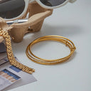 Gwen Stacked Gold Bangle Bracelet, view 7