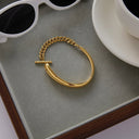 Lyra Curb Chain Gold Bangle, view 8