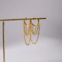 Winona Gold Hoop Earrings with Link Chain, view 10
