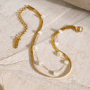 Linnea Gold Pearl Anklet, view 6