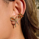 Jessamy Gold Bow Earrings, view 3