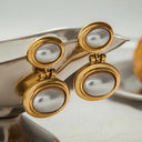 Valeska Gold Pearl Drop Earrings, view 5