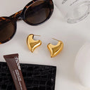 Nova Chunky Heart Gold Earrings, view 5