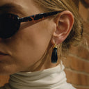 Marlowe Chunky Enamel Gold Hoop Earrings, view 6