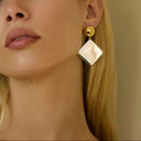 Jolene Two-Tone Statement Drop Earrings, view 3