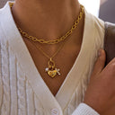 Una Gold Heart Charm Necklace, view 3